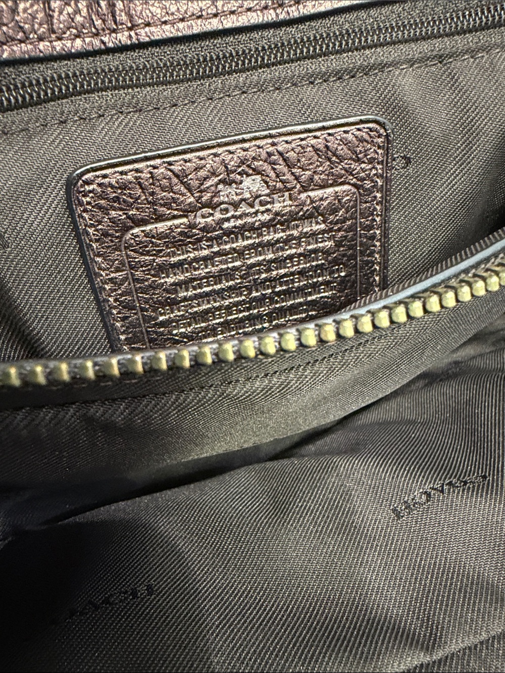 Coach Mercer Satchel 24 in a metallic copper or bronze leather. - Picture 5 of 9